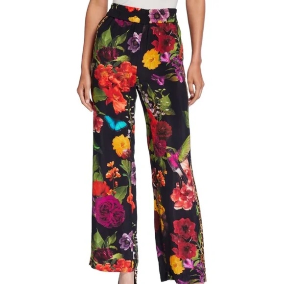 Alice + Olivia Benny Floral and Leopard Wide Leg Pants